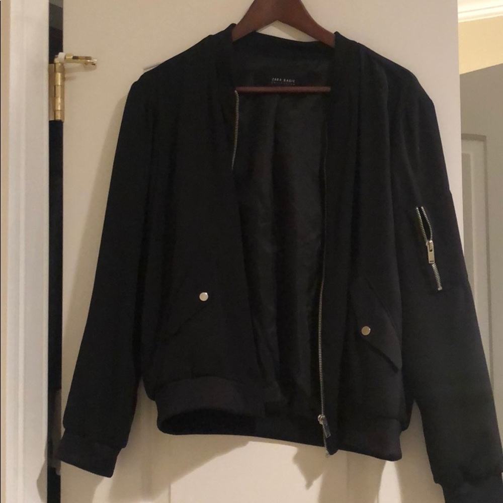 Zara black bomber jacket